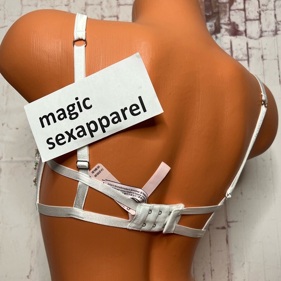 VS LUXE 32 34 36 EMBROIDERY APPLIQUÉ OPEN CUP BRA BONED FLORAL SATIN BOW - Picture 2 of 2